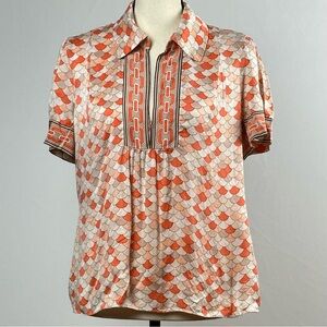 ECI New York short sleeve silk collared shirt - size large